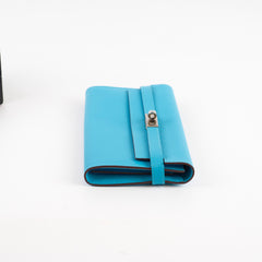 Hermès Kelly Long Wallet Turquoise Blue- T Stamp