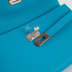 Hermès Kelly Long Wallet Turquoise Blue- T Stamp
