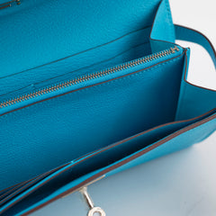Hermès Kelly Long Wallet Turquoise Blue- T Stamp