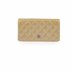 Chanel Long Wallet Yen Wallet Beige Patent