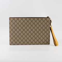 Gucci Neo Vintage Supreme Tiger Wristlet Pouch Beige