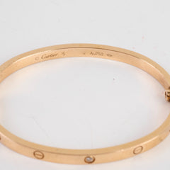 Cartier Love Bracelet SM Size 15 Pink Gold 6 Diamonds