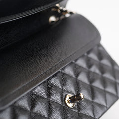 Chanel Caviar Double Classic Flap Black Microchipped