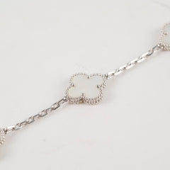 Van Cleef & Arpels Alhambra 5 Motif MOP Mother Of Pearl Bracelet White Gold