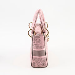 Christian Dior Lady Dior Mini Pink D-Lite Embroidered