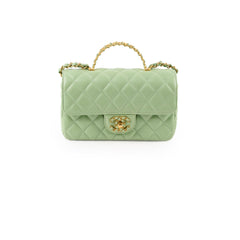 Chanel Mini Rectangular Top Handle Light Green Seasonal