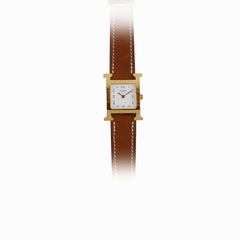 Hermes H Watch Gold PM with Barenia Strap