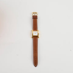 Hermes H Watch Gold PM with Barenia Strap