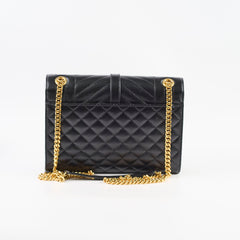 Saint Laurent Envelope Quilted Embossed Medium Black