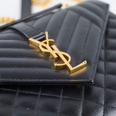 Saint Laurent Envelope Quilted Embossed Medium Black