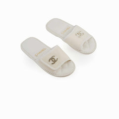 Chanel White Slides Shoes
