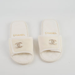 Chanel White Slides Shoes