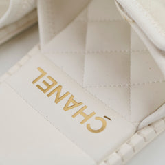 Chanel White Slides Shoes