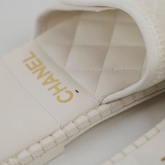 Chanel White Slides Shoes