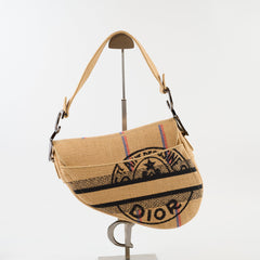 Christian Dior Medium Saddle Jute Canvas Union Motif Beige