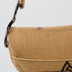Christian Dior Medium Saddle Jute Canvas Union Motif Beige