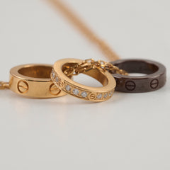 Cartier Love Pendant 3 Hoops Rose Gold with Diamonds/Brown Ceramic