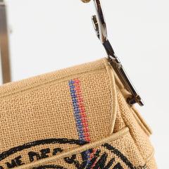 Christian Dior Medium Saddle Jute Canvas Union Motif Beige