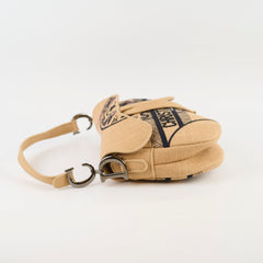 Christian Dior Medium Saddle Jute Canvas Union Motif Beige