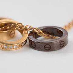 Cartier Love Pendant 3 Hoops Rose Gold with Diamonds/Brown Ceramic