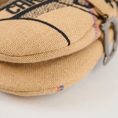 Christian Dior Medium Saddle Jute Canvas Union Motif Beige