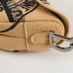 Christian Dior Medium Saddle Jute Canvas Union Motif Beige