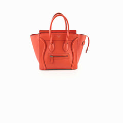 Celine Micro Luggage Grained Calfskin Red