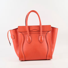 Celine Micro Luggage Grained Calfskin Red