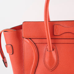 Celine Micro Luggage Grained Calfskin Red