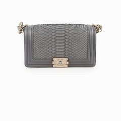 Chanel Boy Old Medium Grey Python (20 Series)