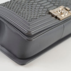 Chanel Boy Old Medium Grey Python (20 Series)