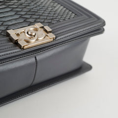 Chanel Boy Old Medium Grey Python (20 Series)