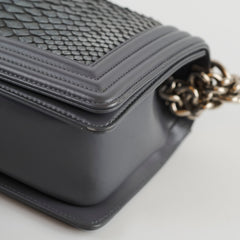 Chanel Boy Old Medium Grey Python (20 Series)