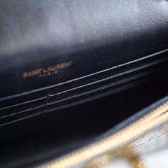 Saint Laurent Kate Tassel Wallet on Chain Croc Black