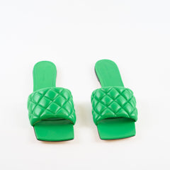 Bottega Veneta Green Padded Quilted Slides 38.5 Shoes