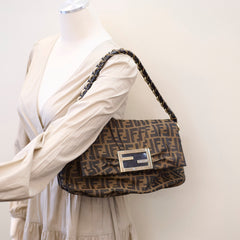 Fendi Vintage Zucca Canvas Mia Flap Bag