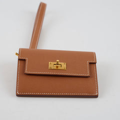 Hermes Kelly Pochet Slim Wristlet Gold Epsom