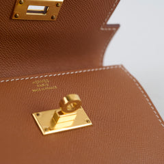 Hermes Kelly Pochet Slim Wristlet Gold Epsom