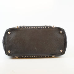 Prada Saffiano Black Studded Top Handle Bag