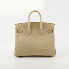 Hermes Birkin 25 Beton Alligator Matte B Stamp