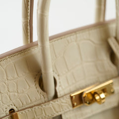 Hermes Birkin 25 Beton Alligator Matte B Stamp