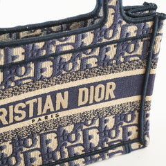 Dior Mini Book Tote Navy Oblique Canvas