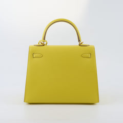 Hermes Kelly 25 Epsom Lime Y Stamp