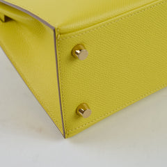 Hermes Kelly 25 Epsom Lime Y Stamp