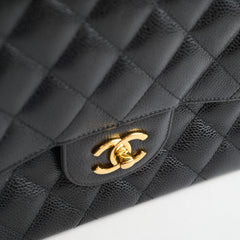 Chanel Double Flap Jumbo Black Caviar GHW (24 Series)