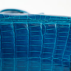 Hermes Birkin 30 Crocodile Porosus Lisse 7W Blue Izmir A Stamp