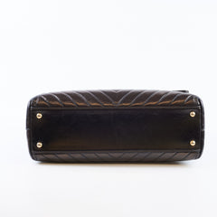 Chanel Coco Handle Large Iridescent Chevron Aged Calfskin Black LGHW
