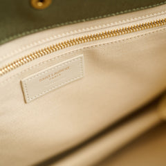 Saint Laurent Tote Bag Canvas Khaki / Lt Grey