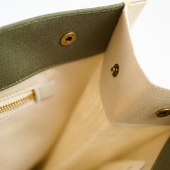 Saint Laurent Tote Bag Canvas Khaki / Lt Grey