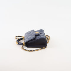 Chanel Micro Navy Top Handle with Chain Bag Microchipped